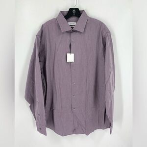 Calvin Klein Purple Striped Dress Shirt Classic Regular Fit size 17